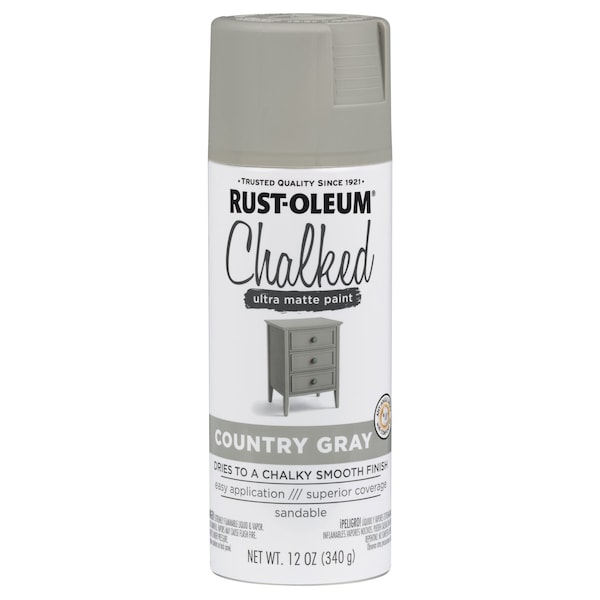 Rust-Oleum Spray Paint, Country Gray, Matte, Oil, 12 oz 302593 - main